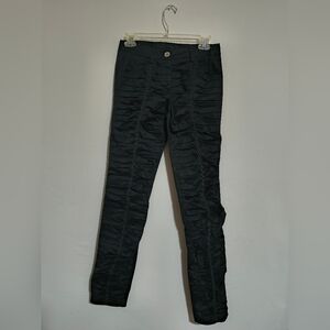 Slim Ruched Black Skinny Pants